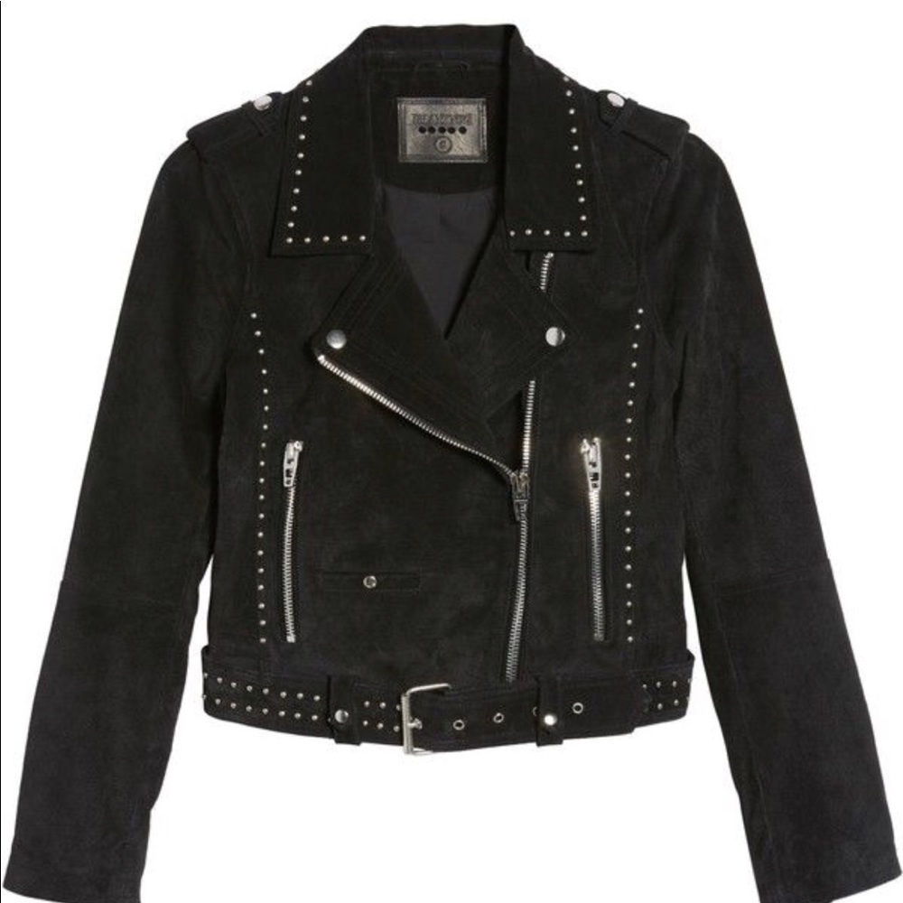 Blanknyc studded black suede Moto jacket S
